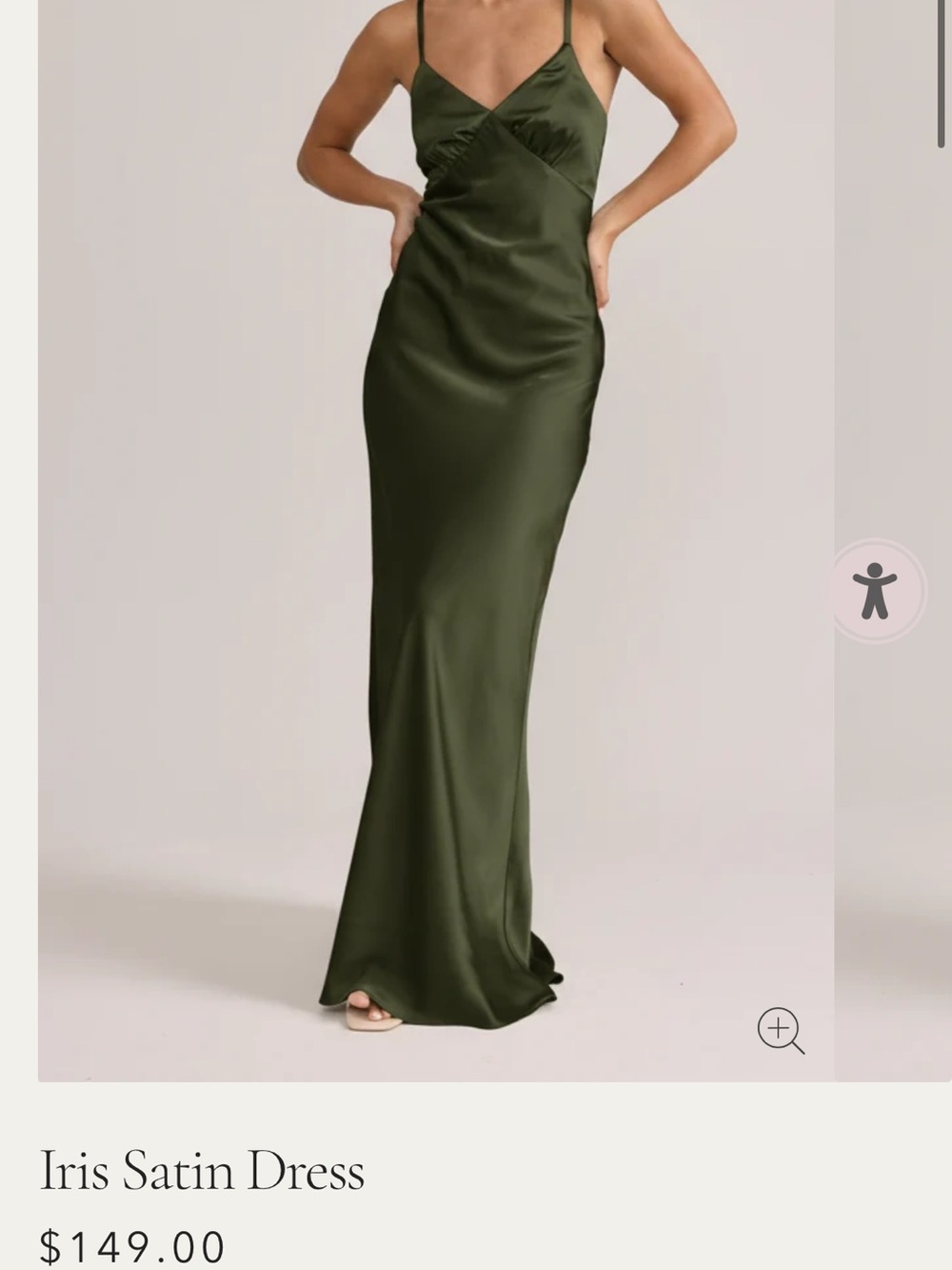 Revelry Olive Satin Slip Maxi Dress